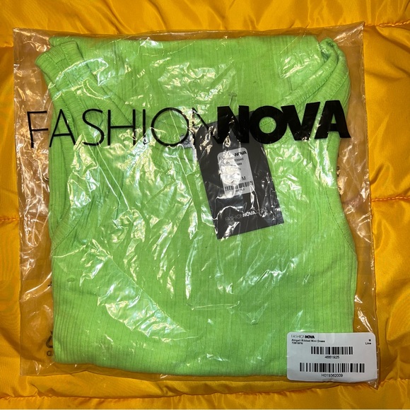 Abigail Ribbed Mini Dress - Lime - Picture 7 of 8